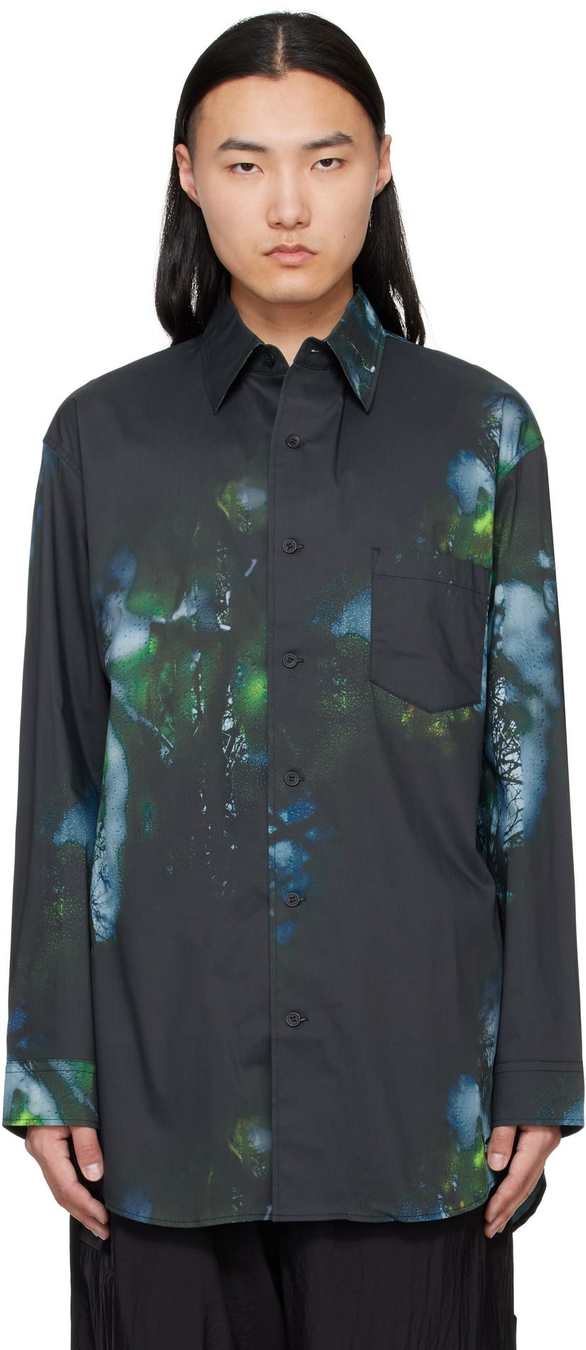 Skjorte Y-3 Y-3 Allover Print Shirt Sort | JL8299