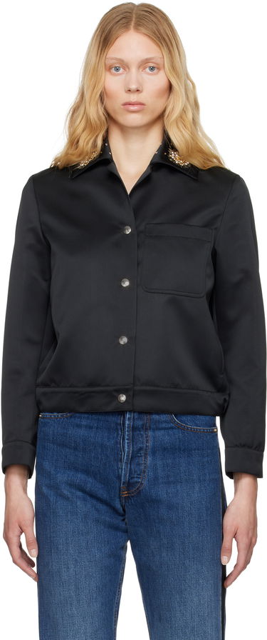 Skjorte Wales Bonner Wales Bonner 'The Flora' Cropped Satin Jacket Sort | WS25JA18-PL03-999, 0