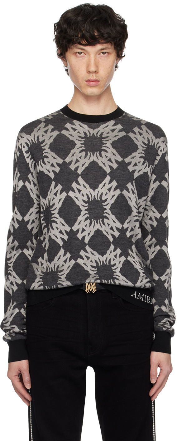 Sweater AMIRI Quad Crewneck Sweater Grå | AMKNCW1057