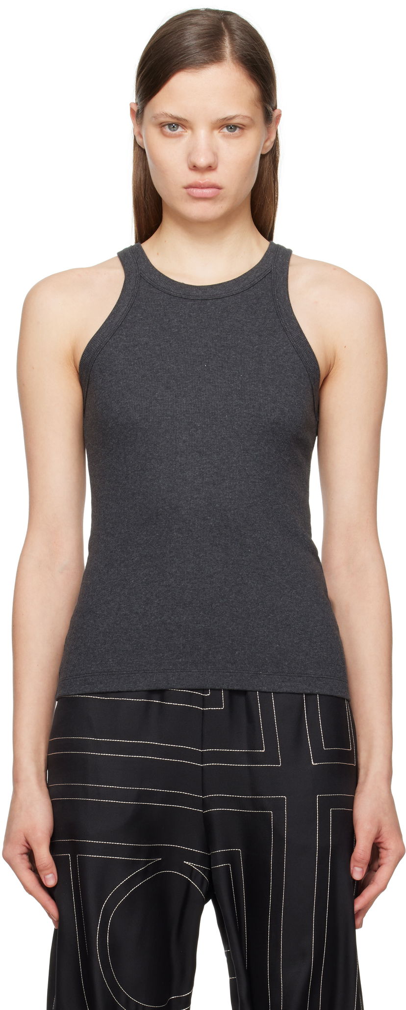 Tanktop TOTEME TOTEME Curved Rib Tank Top Grå | 243-WRT1129-FB0246