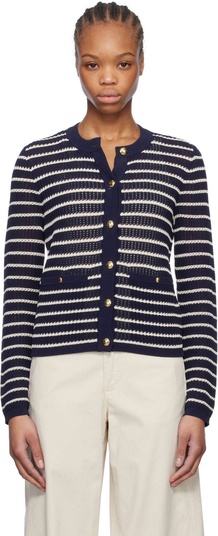 Sweater rag & bone rag & bone Viola Stripe Cardigan Mørkeblå | WAS24S042TG42