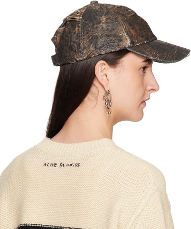 Kasket Acne Studios Acne Studios Distressed Monogram Baseball Cap Brun | C40401-, 2