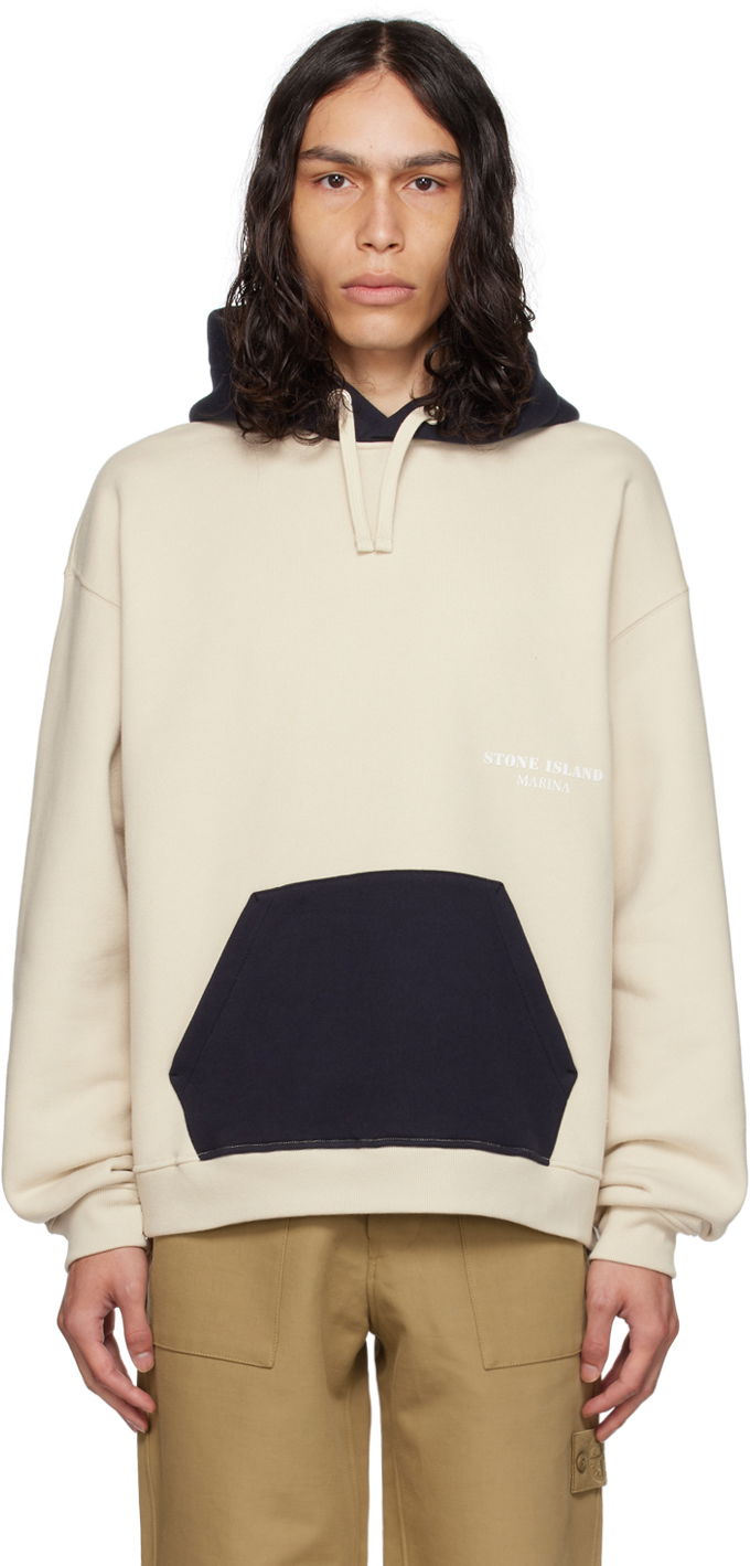 Sweatshirt Stone Island Off-White Colorblocked Hoodie Beige | 7915651X6, 0