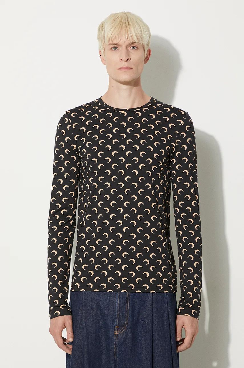 T-shirt Marine Serre T-Shirt Moon Jersey Second Skin Regular Top Sort | MTO116A.CJER0001, 0