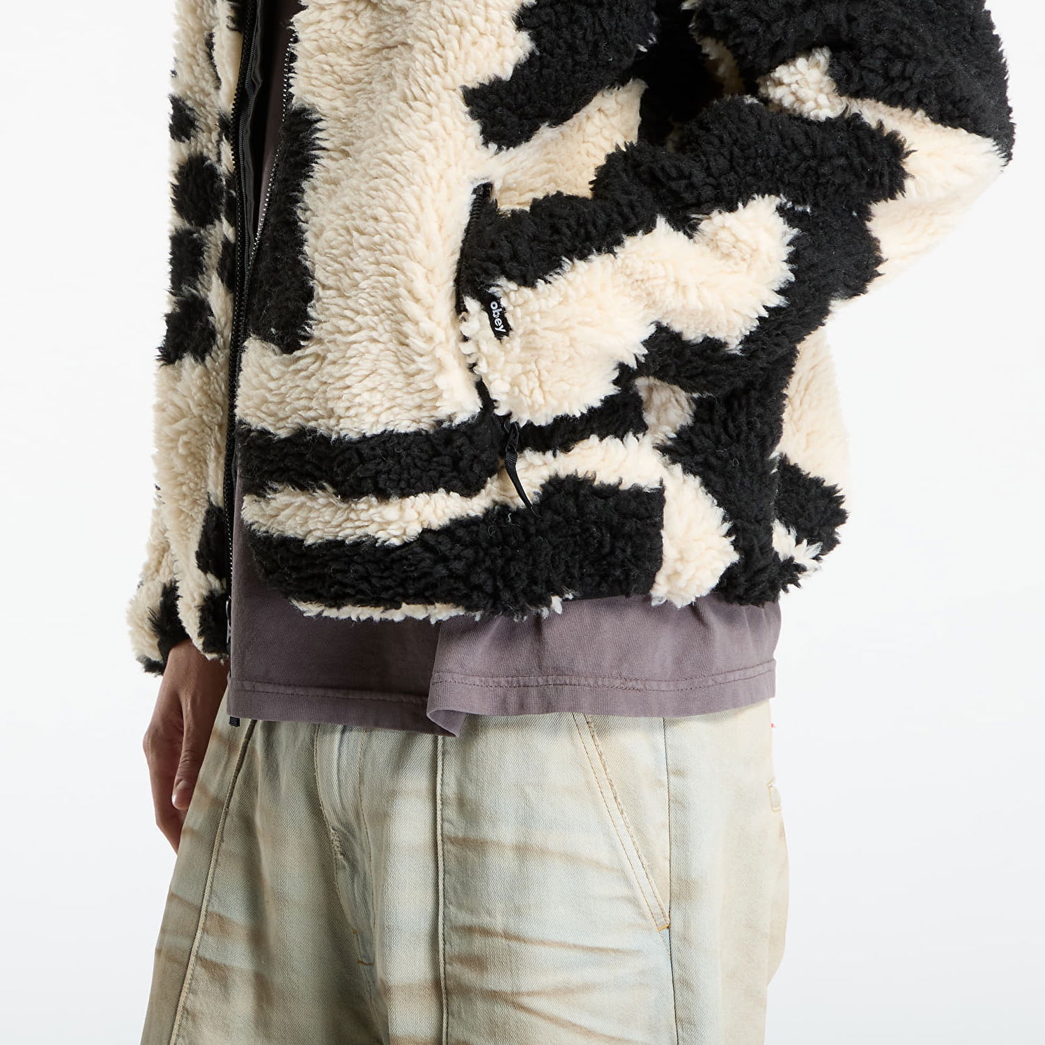 Jakke OBEY Jacket Shaggy Sherpa Jacket Clay Multi Beige | 121800607-CLY, 1