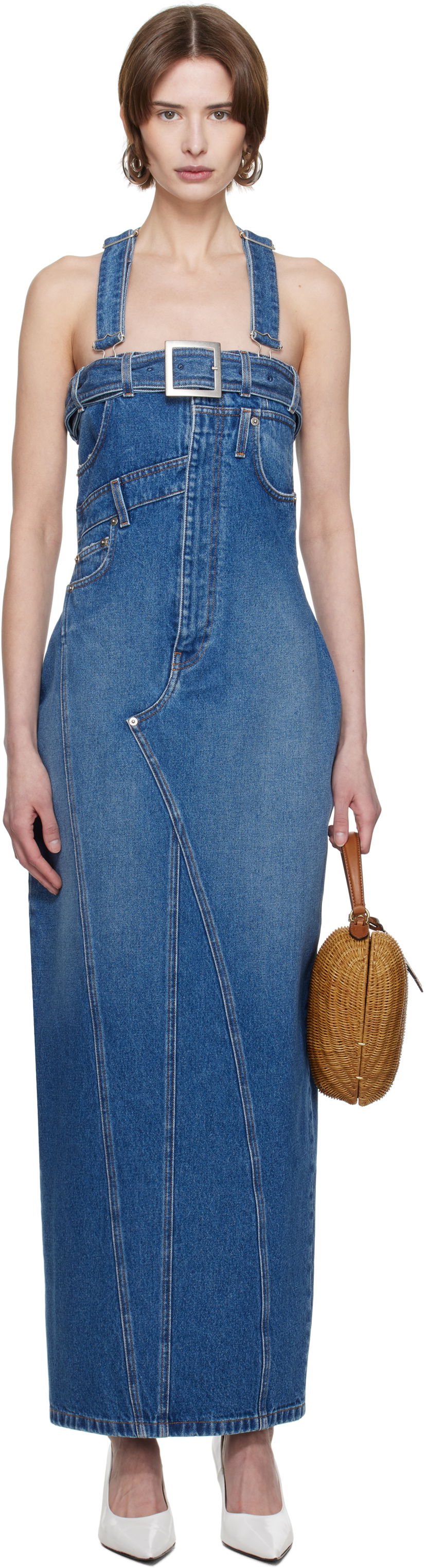 Kjole Jean Paul Gaultier Jean Paul Gaultier 'The Overall' Denim Maxi Dress Blå | 25/33-F-RO303-D013-57