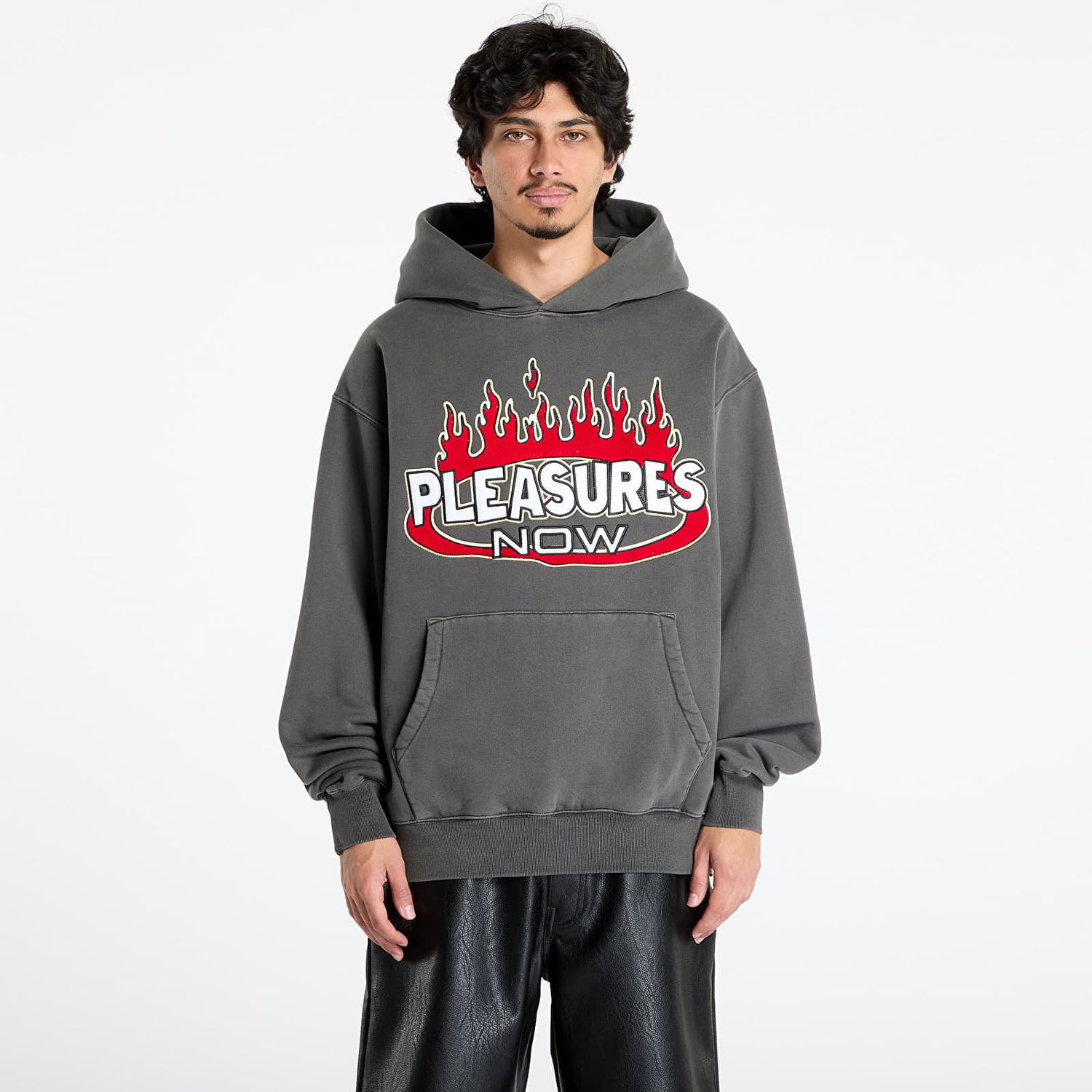 Sweatshirt Pleasures PLEASURES Flame Hoodie Grå | P25SU009 BLACK, 0