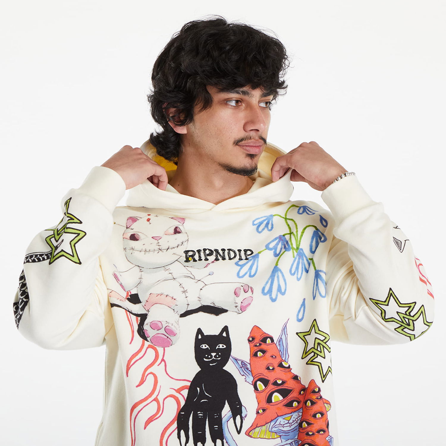 Sweatshirt RIPNDIP Travis Hoodie Off White Hvid | RNDSPR24113, 1