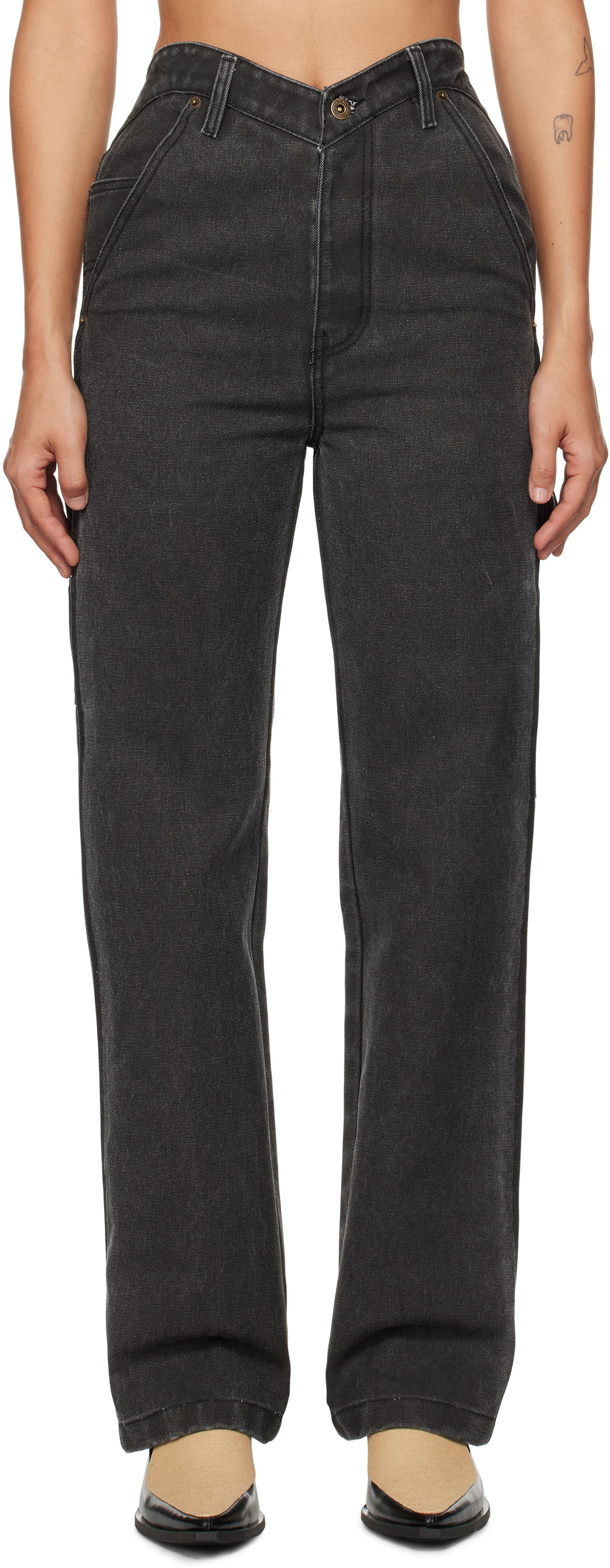Jeans We11done We11done Heart Work Trousers Sort | WD-PT3-24-280-W-BK, 0