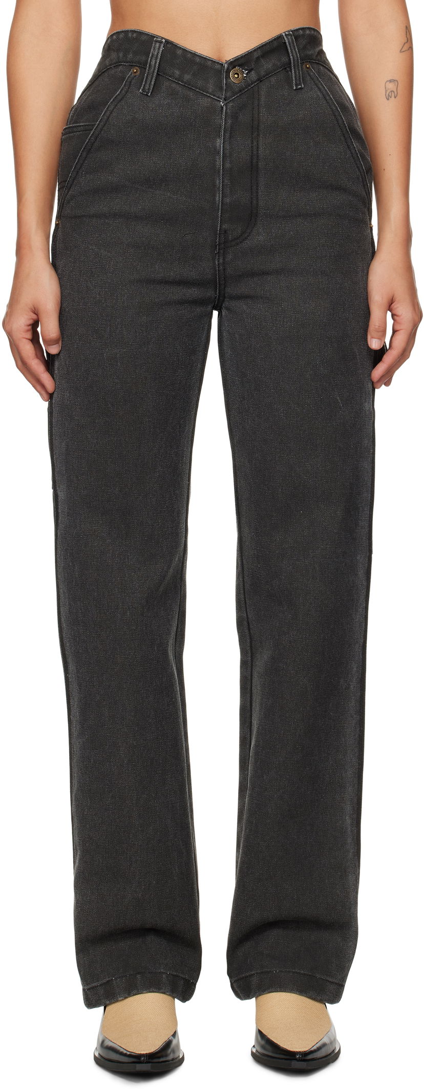 Jeans We11done We11done Heart Work Trousers Sort | WD-PT3-24-280-W-BK