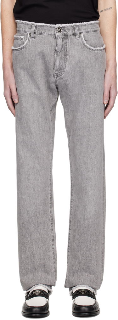 Jeans Versace Frayed Regular-Fit Jeans Grå | 1016106_1A11098, 0