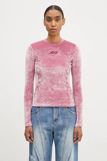 T-shirt Andersson Bell Lace Up Longsleeve Velvet T-Shirt Lyserød | atb1206w, 0
