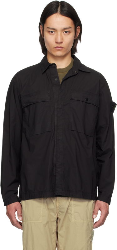 Skjorte Stone Island Stone Island Stretch Cotton Shirt Sort | K1S15 1200015 S0003, 0
