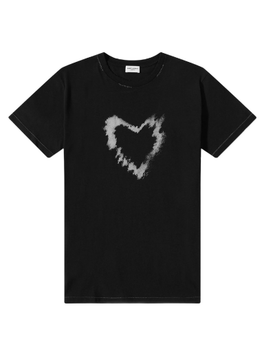 T-shirt Saint Laurent Heart Crew Tee Sort | 682175Y36OB-1058