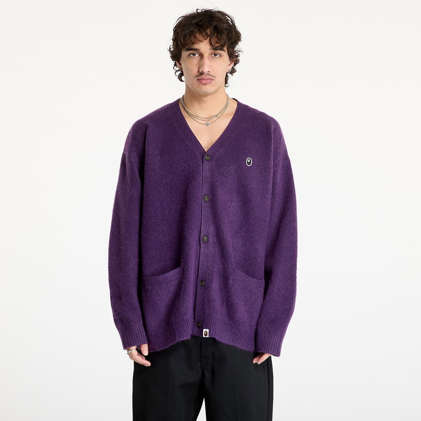 Sweater BAPE One Point Hairly Yarn Cardigan Lilla | 001KNK801004M PUR