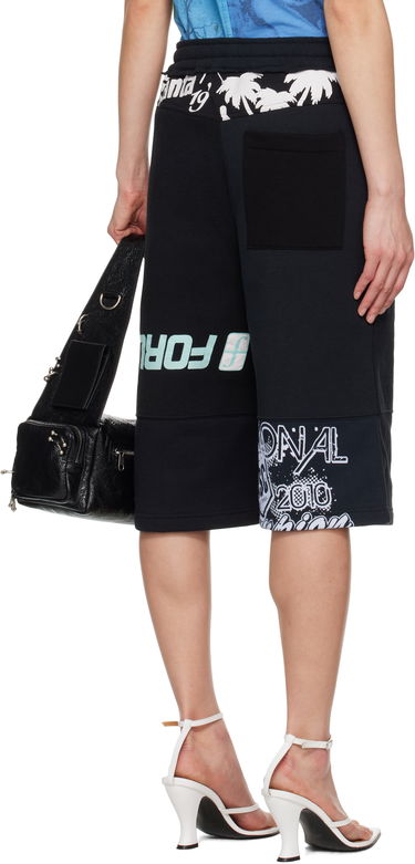 Shorts Marine Serre Marine Serre Graphic Regenerated Drawstring Shorts Sort | USH003A UJER0007, 2