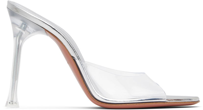 Tilbehør Amina Muaddi Amina Muaddi Alexa Glass 105 Heeled Sandals Metalisk | ALEXA GLASS SLIPPER