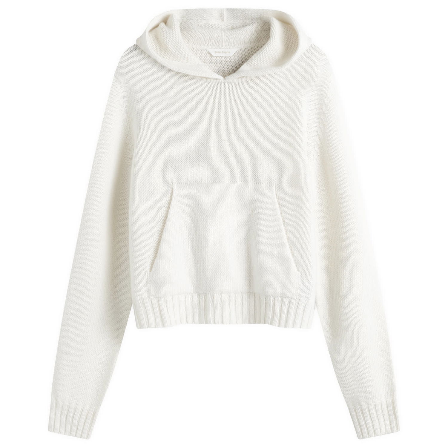 Sweatshirt Palm Angels Curved Logo Knitted Hoodie Hvid | PWHU012F24KNI0010161, 0