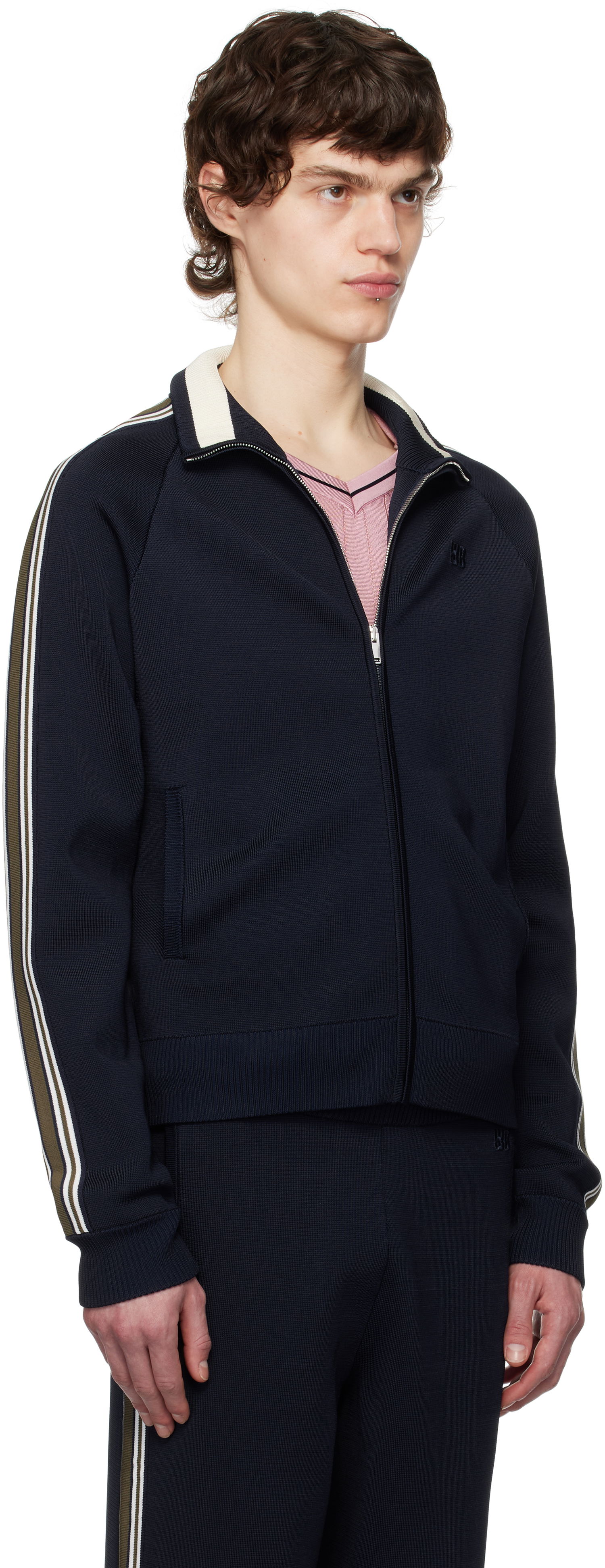 Træningsdragt Wales Bonner Wales Bonner Tide Track Jacket Mørkeblå | US25KN34-KN05-599 BRIGHT RAYON, 1