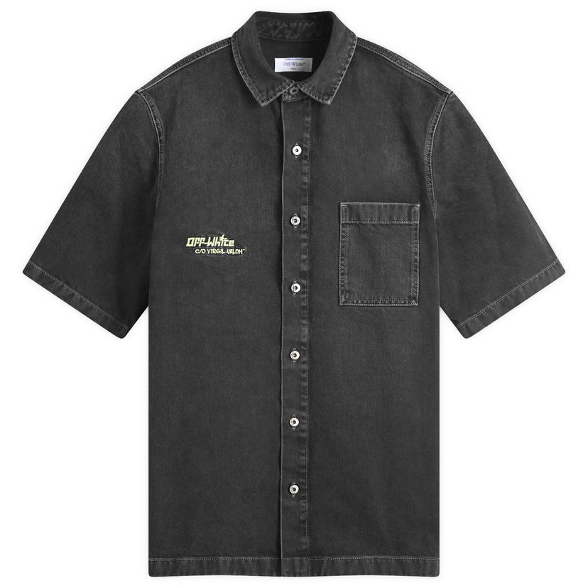 Skjorte Off-White Black Denim Bowling Shirt Sort | OMYD05AS25DEN0011350
