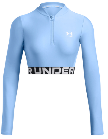 Crop top Under Armour HeatGear Rib 1/4 Zip Long Sleeve Blå | 1388692-465, 0