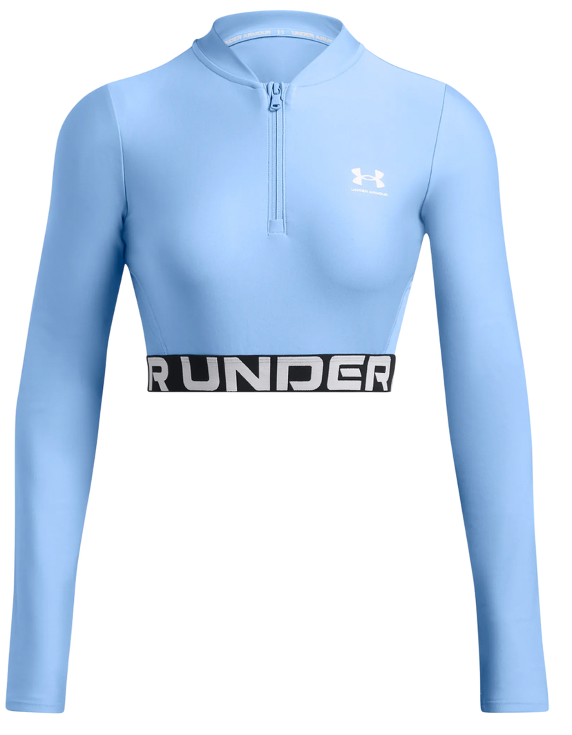 Crop top Under Armour HeatGear Rib 1/4 Zip Long Sleeve Blå | 1388692-465