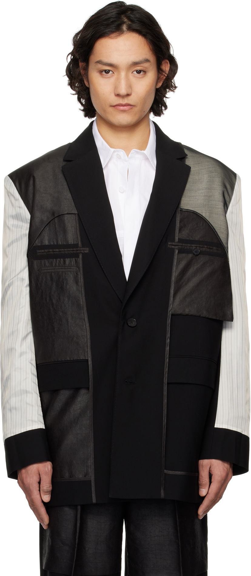 Frakker Feng Chen Wang Feng Chen Wang Deconstruction Patchwork Blazer Sort | FUS19JK02