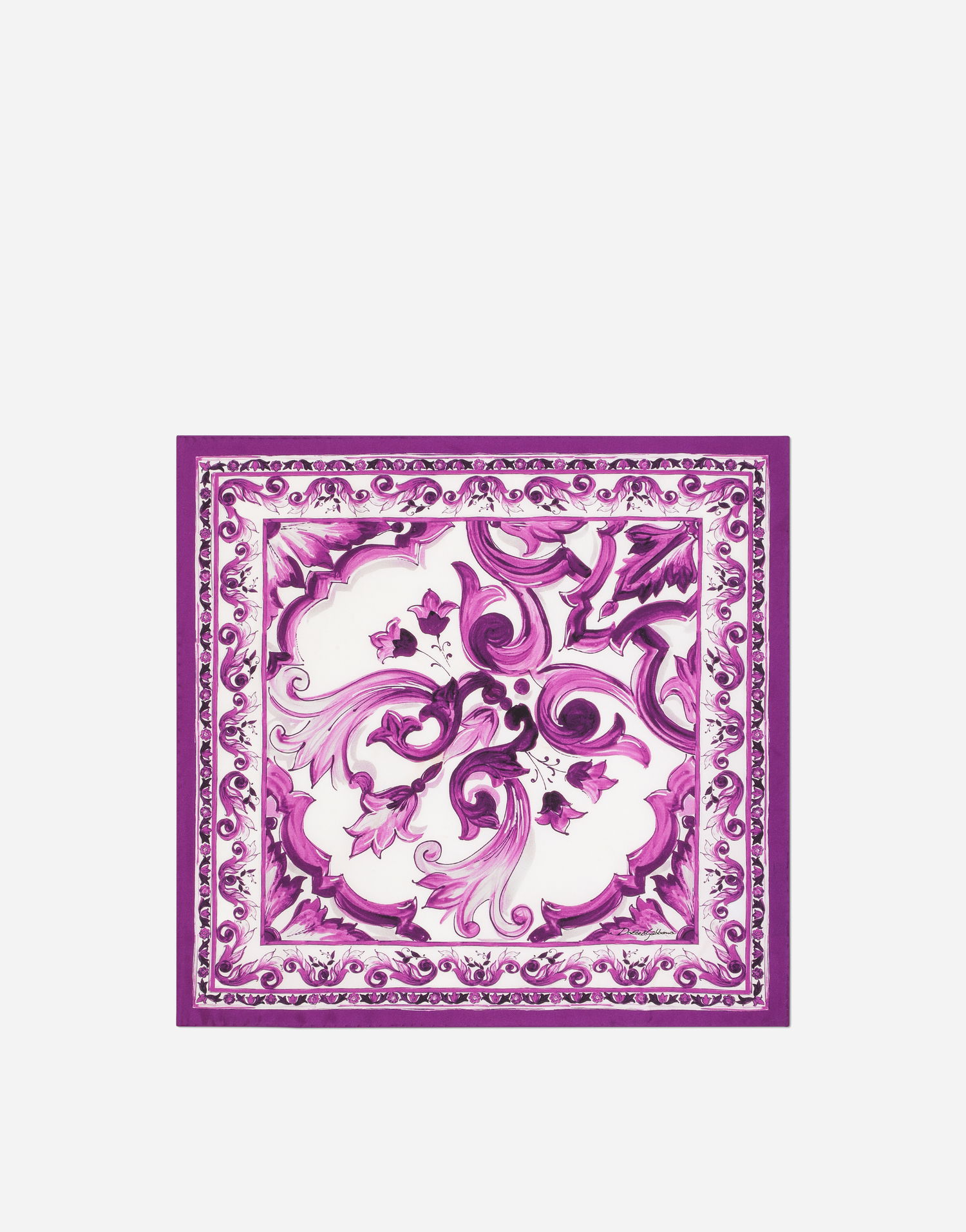 Tørklæde Dolce & Gabbana Dolce & Gabbana Majolica-Print Silk Twill Square Scarf Lilla | FN093RGDAOYHP3OO, 0