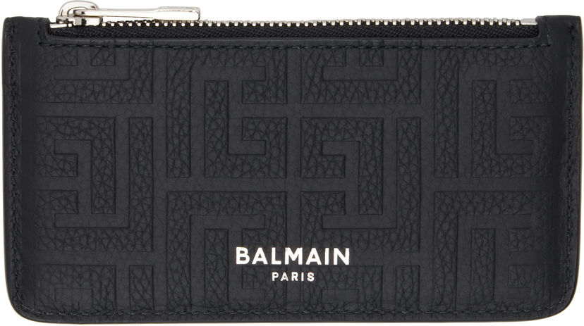 Tegnebog Balmain Embossed Leather Card Holder Sort | DM1MD060LPSE