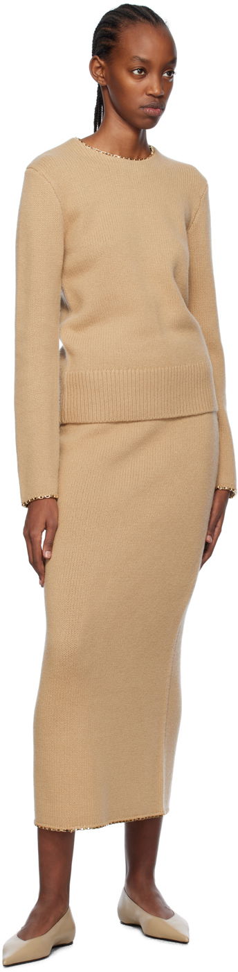 Nederdel TOTEME TOTEME Chain-Edge Maxi Skirt Beige | 241-WRB1074-YA0004, 3