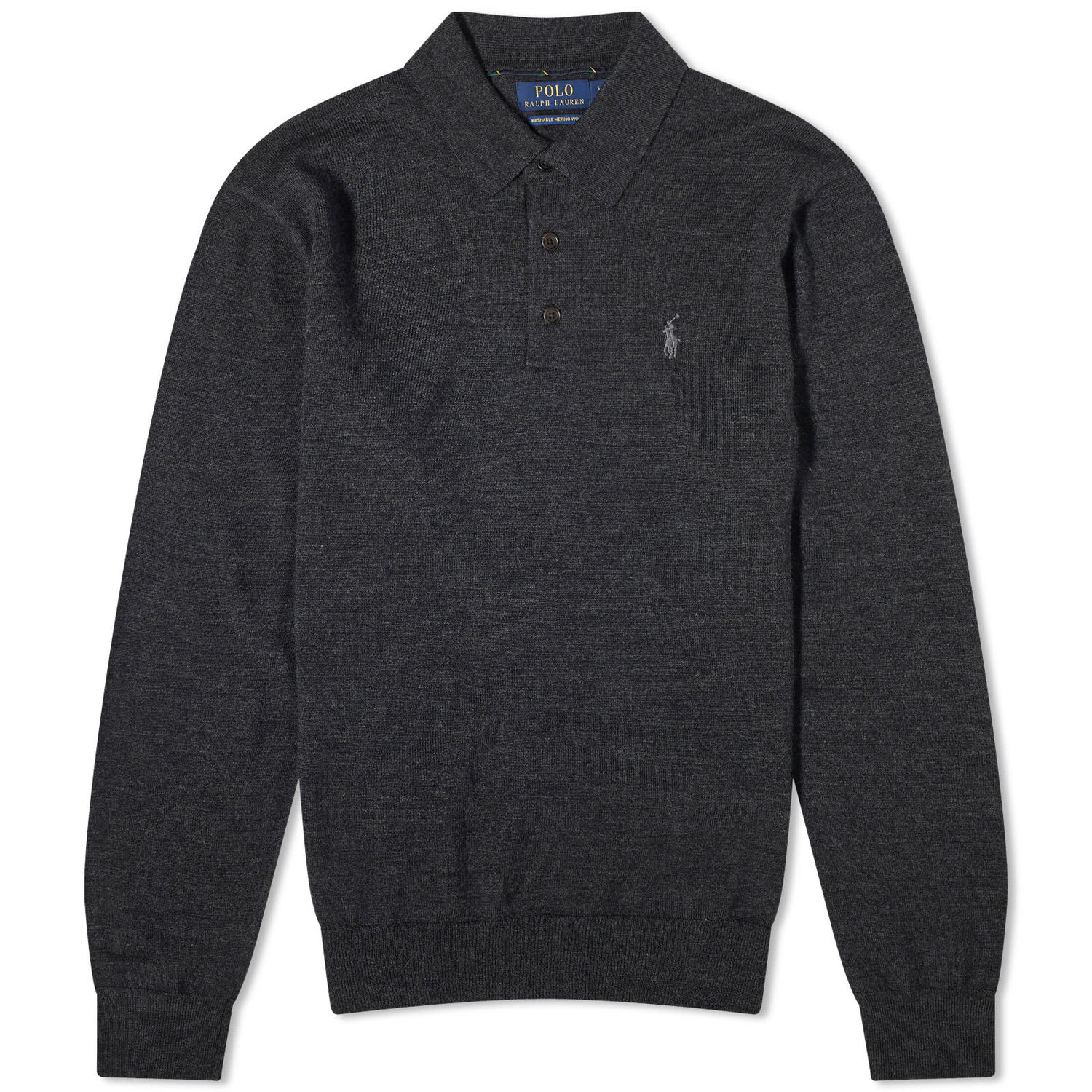 Sweatshirt Polo by Ralph Lauren Polo Ralph Lauren Long Sleeve Knitted Polo Dark Granite Heather Sort | 710876852002, 0