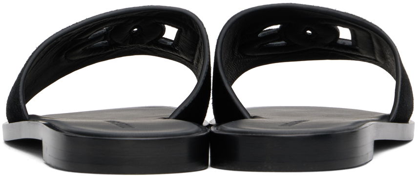Tilbehør Dolce & Gabbana Dolce&Gabbana DG Logo Cutout Suede Slides Sort | CQ0625 AS915, 1