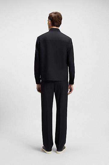 Jakke BOSS BOSS Melange Virgin Wool Relaxed-Fit Overshirt Sort | 50546339, 1