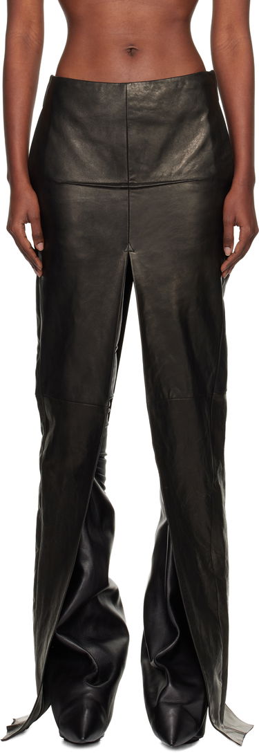 Nederdel Rick Owens Concordians Sliced Draped Leather Maxi Skirt Sort | RO02E4387 LNV, 0