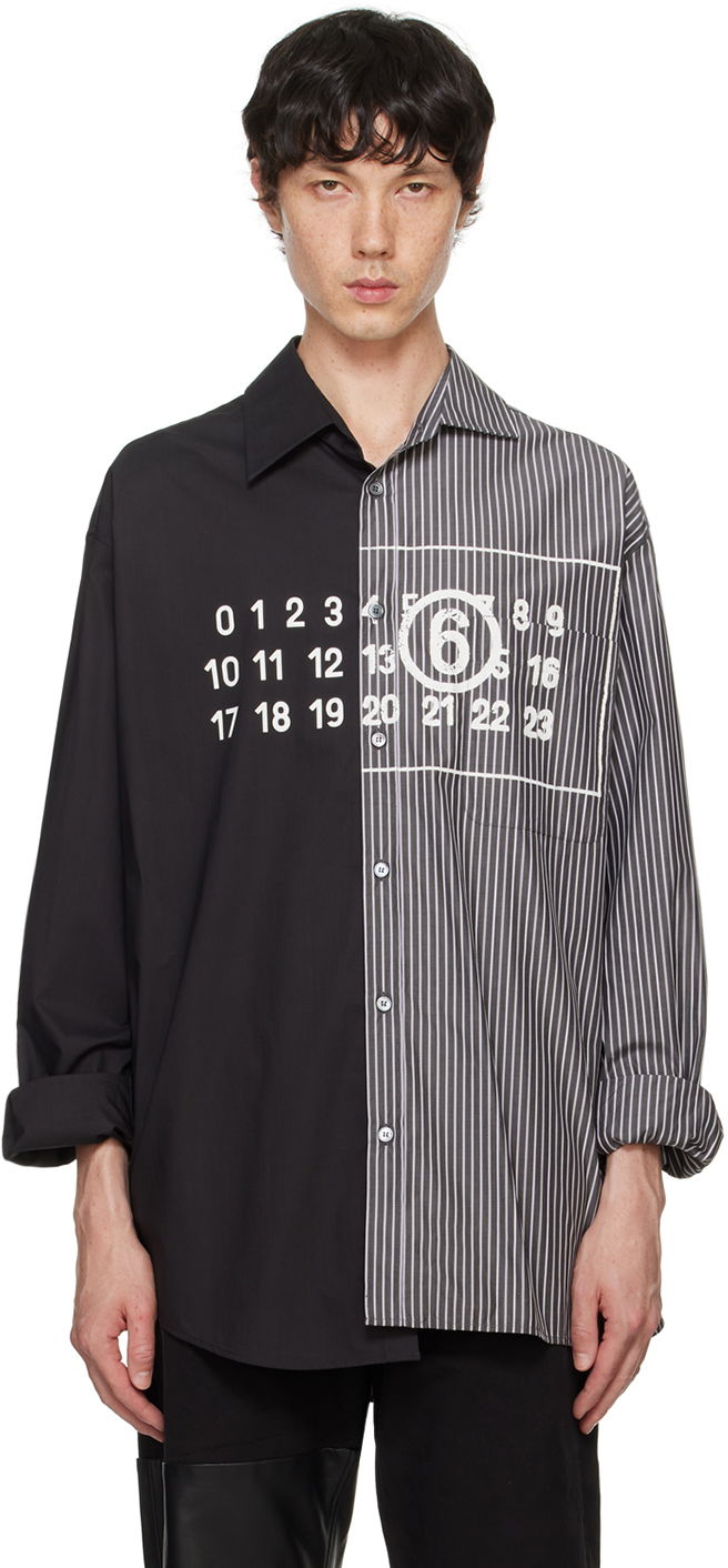 Skjorte Maison Margiela Asymmetric Stripe Long Sleeve Shirt Sort | SH0DT0016 MTN013