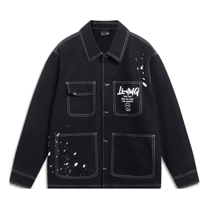 Jakke Li-Ning Graphic Print Jacket Sort | AFDT571-1