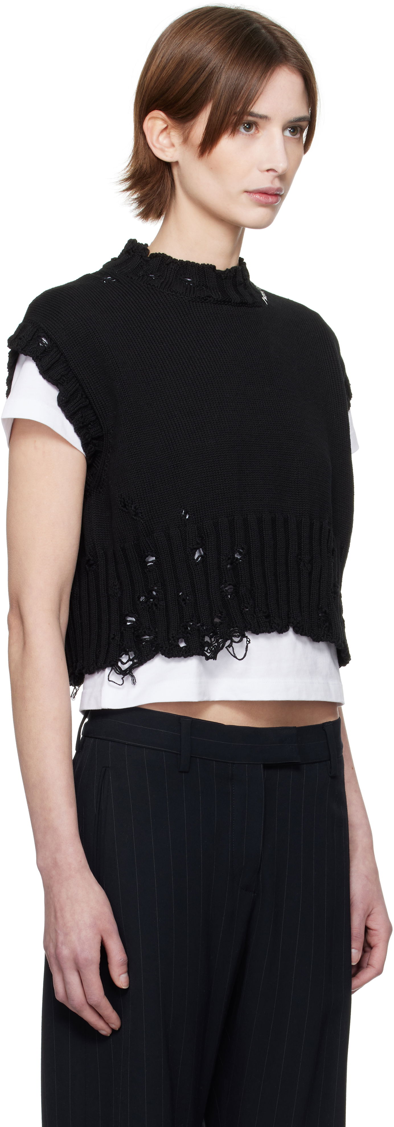 Sweater Marni Marni Distressed Sleeveless Sweater Sort | GCMD0578E0 UFC652, 1