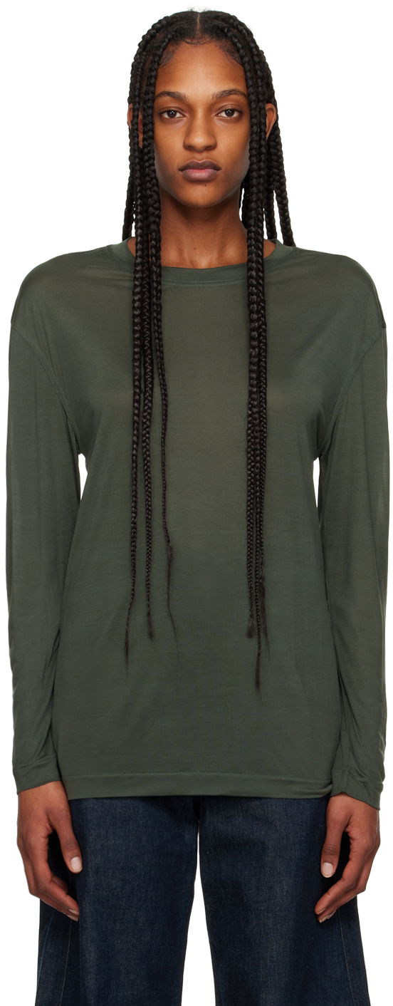 T-shirt LEMAIRE Soft Long Sleeve T-Shirt Grøn | TO1171 LJ1011