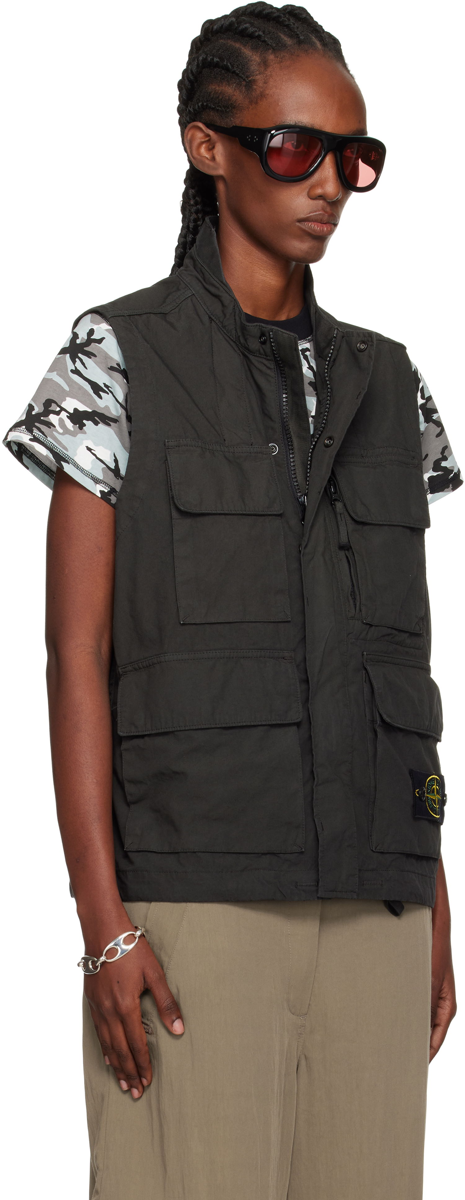 Vest Stone Island Stone Island Canvas Weave Organic Cotton Vest Sort | K2S15 G100001 S0240, 1