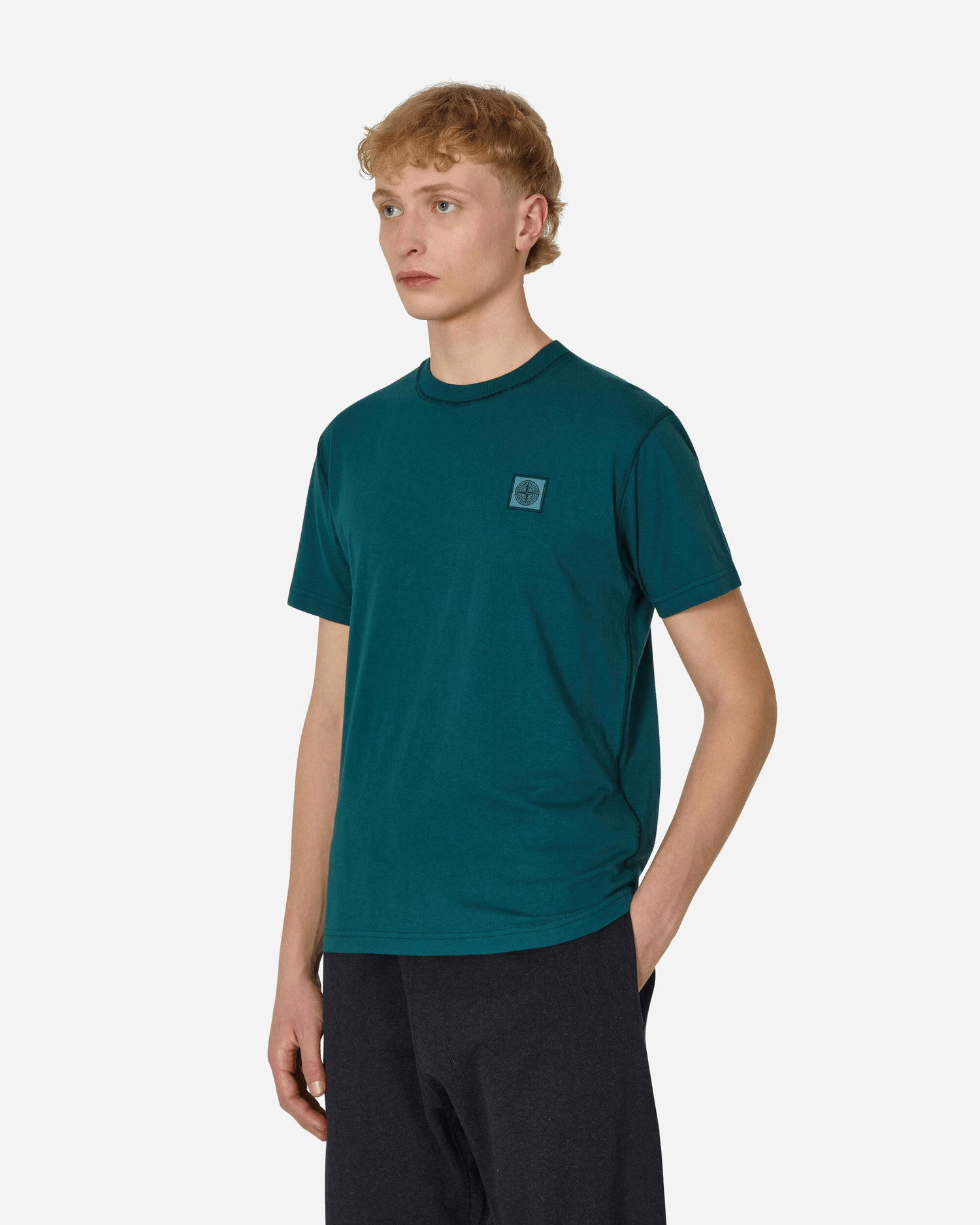 T-shirt Stone Island Garment Dyed Logo T-Shirt Grøn | MO101523757 V0053, 1