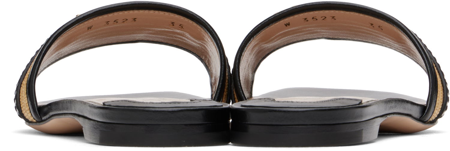 Tilbehør Tom Ford TOM FORD Raffia Calfskin Slide Sandals Sort | W3523-TRA004G, 1