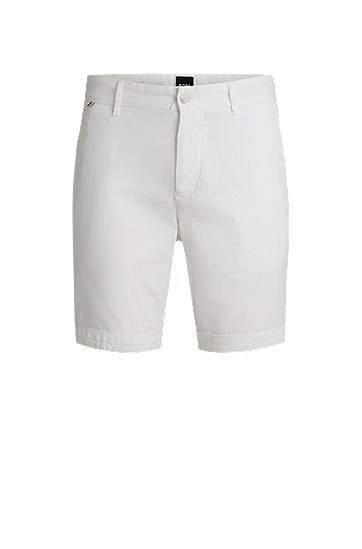 Shorts BOSS Slim-Fit Stretch-Cotton Twill Shorts Hvid | 50540743