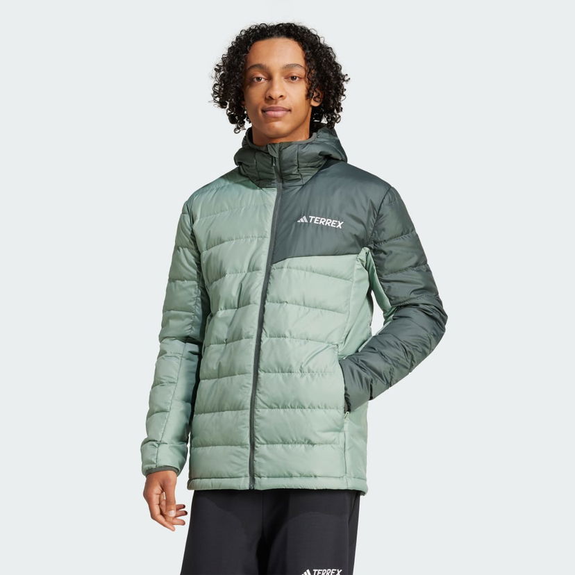 Puffer jakke adidas Performance Terrex Multi Light Down Hooded Jacket Grøn | JD8393