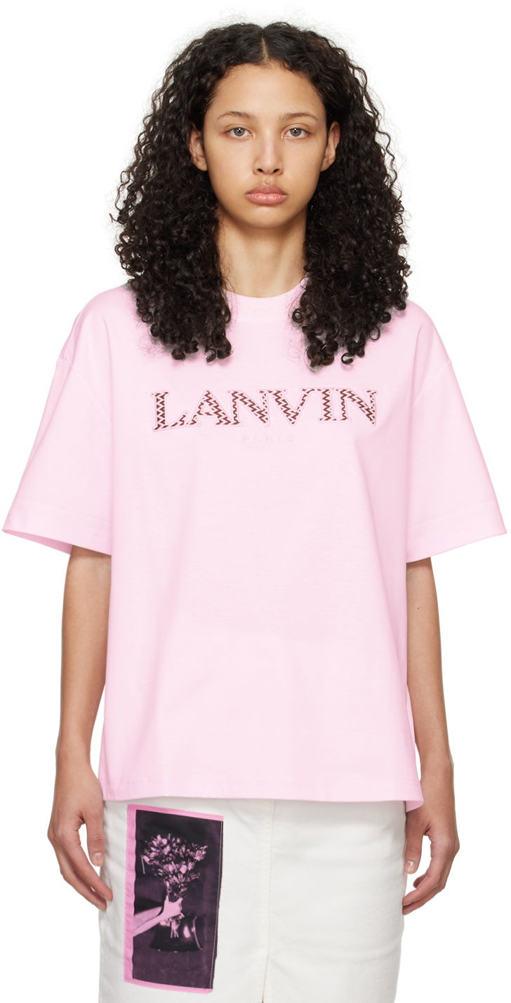 T-shirt LANVIN Oversized Embroidered Curb T-Shirt Lyserød | RW-TS0022-J207-P24