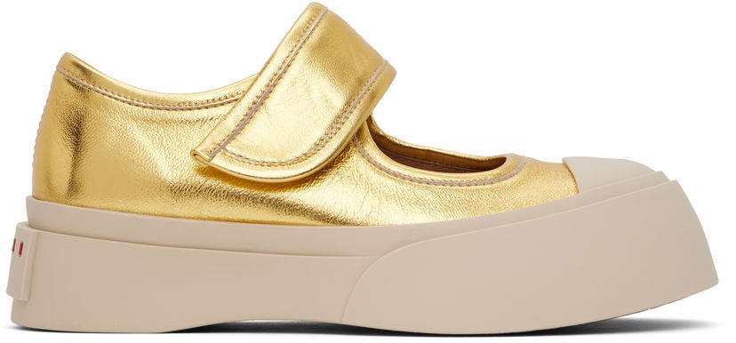 Tøj Marni Marni Leather Mary Jane Ballerinas Gul | SNZW003120 PR695