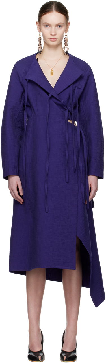 Kjole Tory Burch Tory Burch Cotton Wrap Midi Dress Lilla | 173644-433, 0