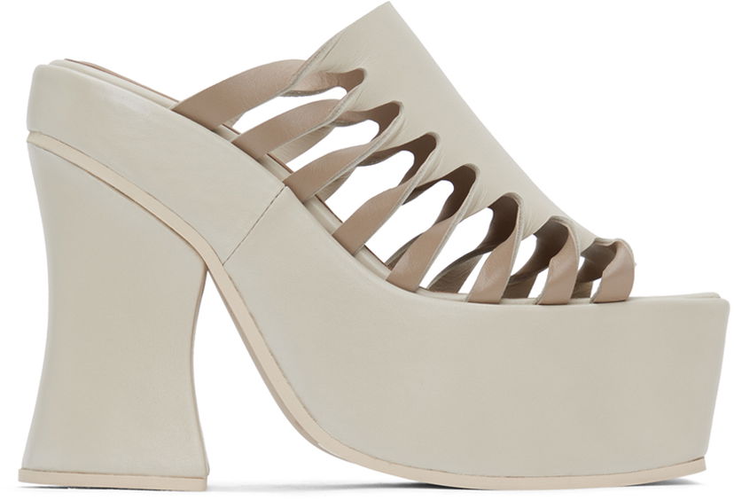 Tilbehør Eckhaus Latta Eckhaus Latta Twist Strap Platform Mules Beige | FEKLWTSPL00509
