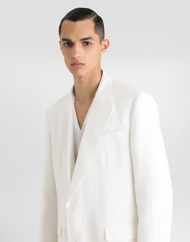 Jakke Dolce & Gabbana Dolce & Gabbana Single-Breasted Linen Jacket Hvid | G2QS6TFU4MCW0111, 3