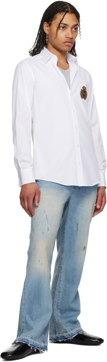 Skjorte Dolce & Gabbana Dolce&Gabbana Heraldic Patch Cotton Shirt Hvid | G5ML1ZGI757, 3