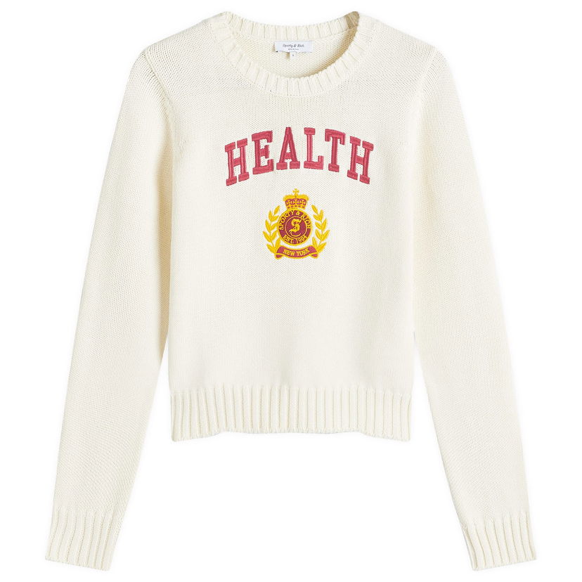 Sweater Sporty & Rich NY Health Crest Knitted Sweater Hvid | WS065506240CR01-CRM